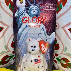 Vintage Ty Glory the Bear - White with Red White & Blue Accents